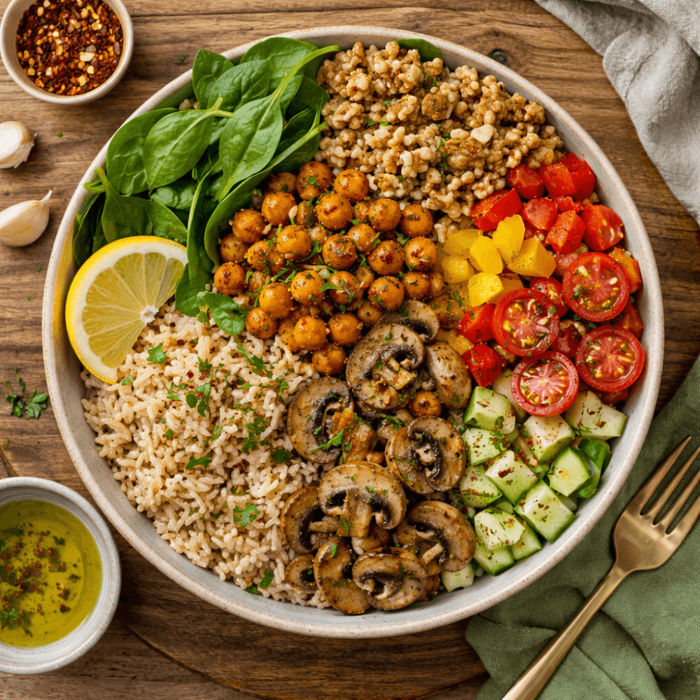 Vegan Chana Mushroom Bowl